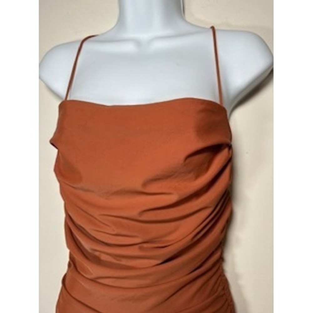 SUPERDOWN Ruched Mini Dress Small Rust Orange Open Back Revolve Night Out Party - Picture 3 of 8
